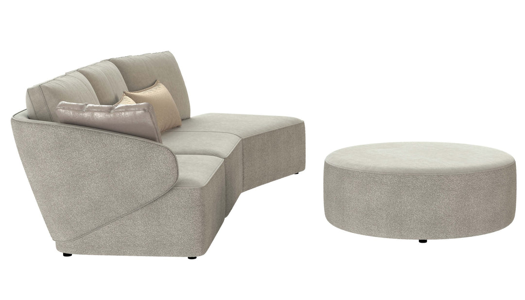 Alicante Beige  Right Curved Chaise with round ottoman