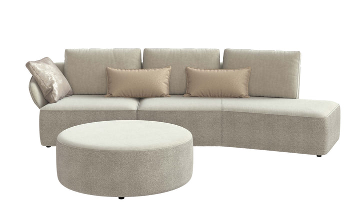 Alicante Beige  Right Curved Chaise with round ottoman