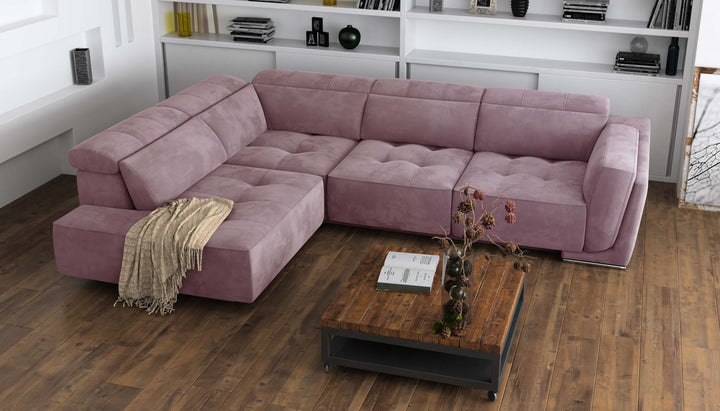 Bilbao Pink Sectional Sofa Left Bumper Chaise