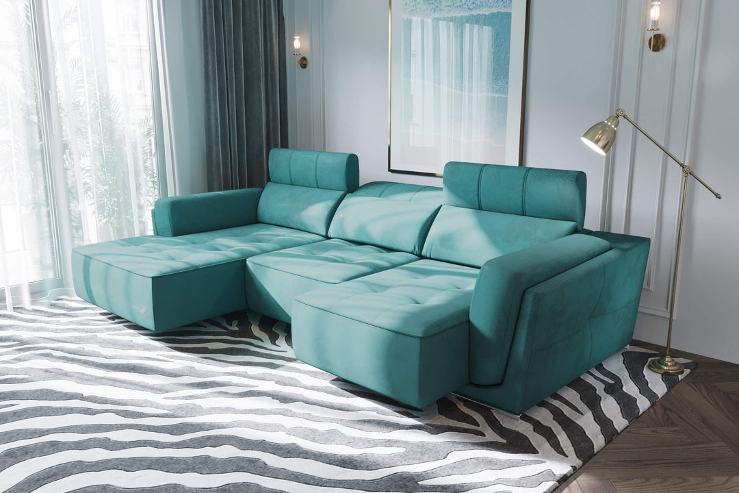 Bilbao Teal Sectional Sofa Left Chaise