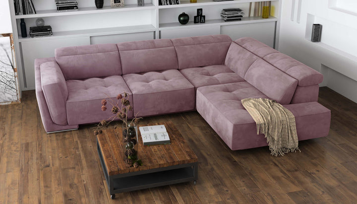 Bilbao Pink Sectional Sofa Right Bumper Chaise