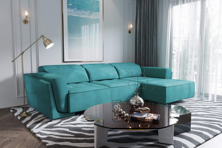 Bilbao Teal Sectional Sofa Right Chaise