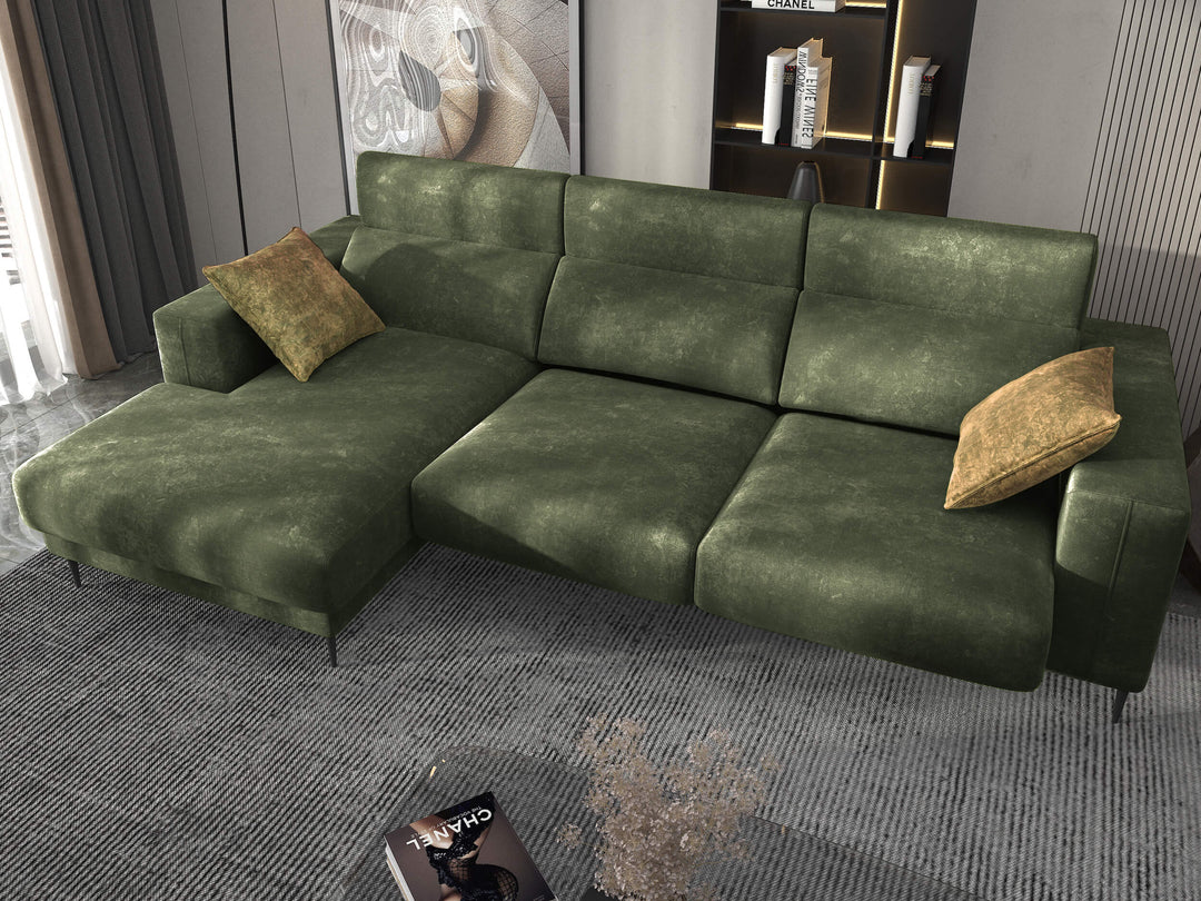 Lugo Verde Green Sectional Sofa Left Chaise