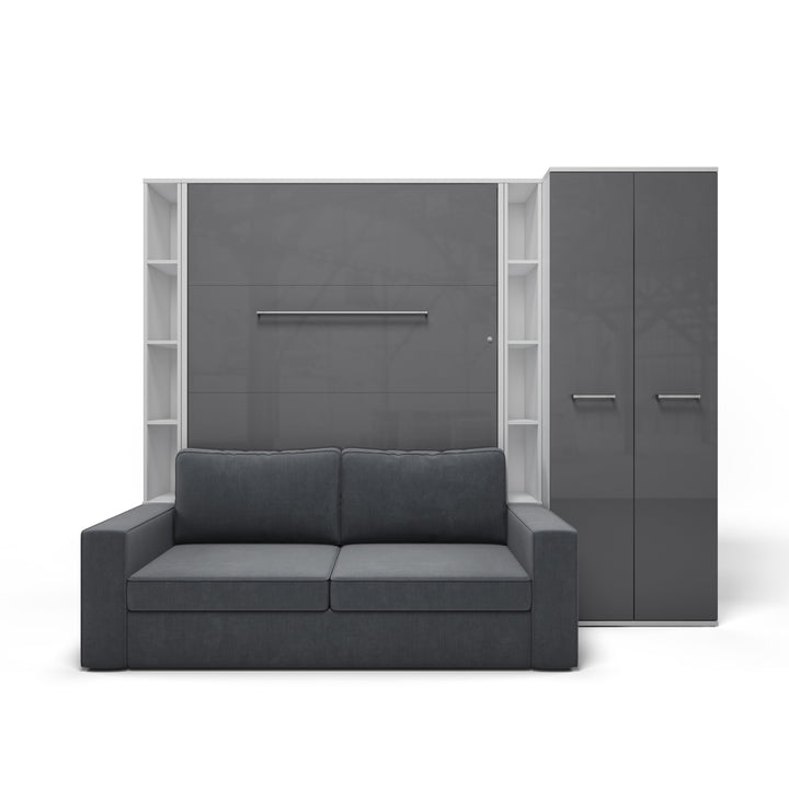 Vertical FULL size Murphy Bed Invento with a Sofa, two Cabinets and Wardrobe