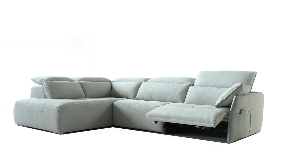 Reus Gray Sectional Sofa Left Bumper with 2 Power Recliners