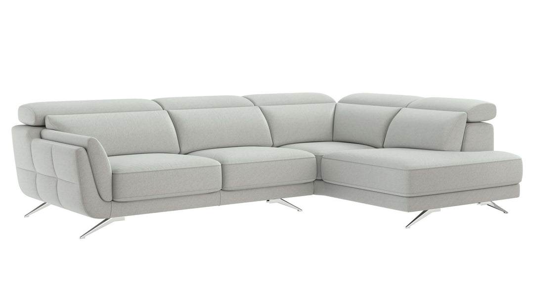 Ronda Light Grey Beige Sectional Sofa Right Bumper Chaise