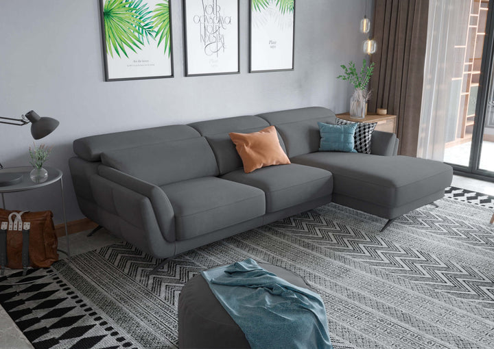 Ronda Charcoal Grey Sectional Right Facing Chaise