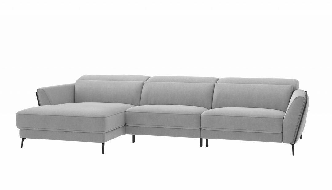 Valencia Light Grey Reclining  Sectional Sofa Left Chaise