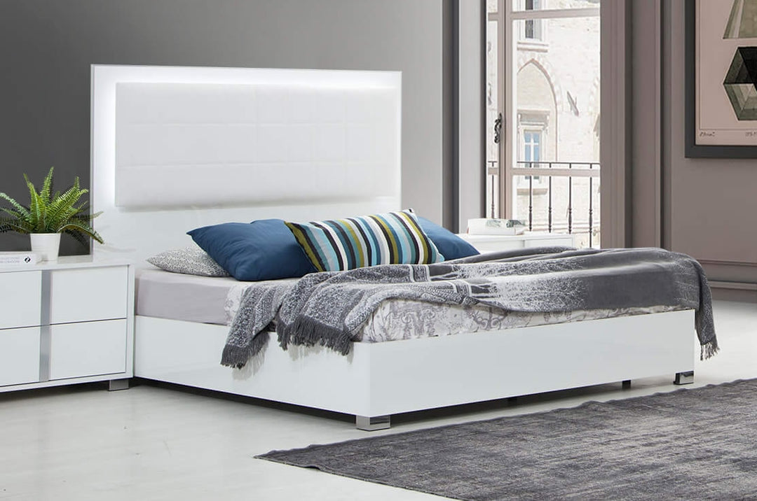 Beatrice Bonded Leather LED Platform Queen Size Bed