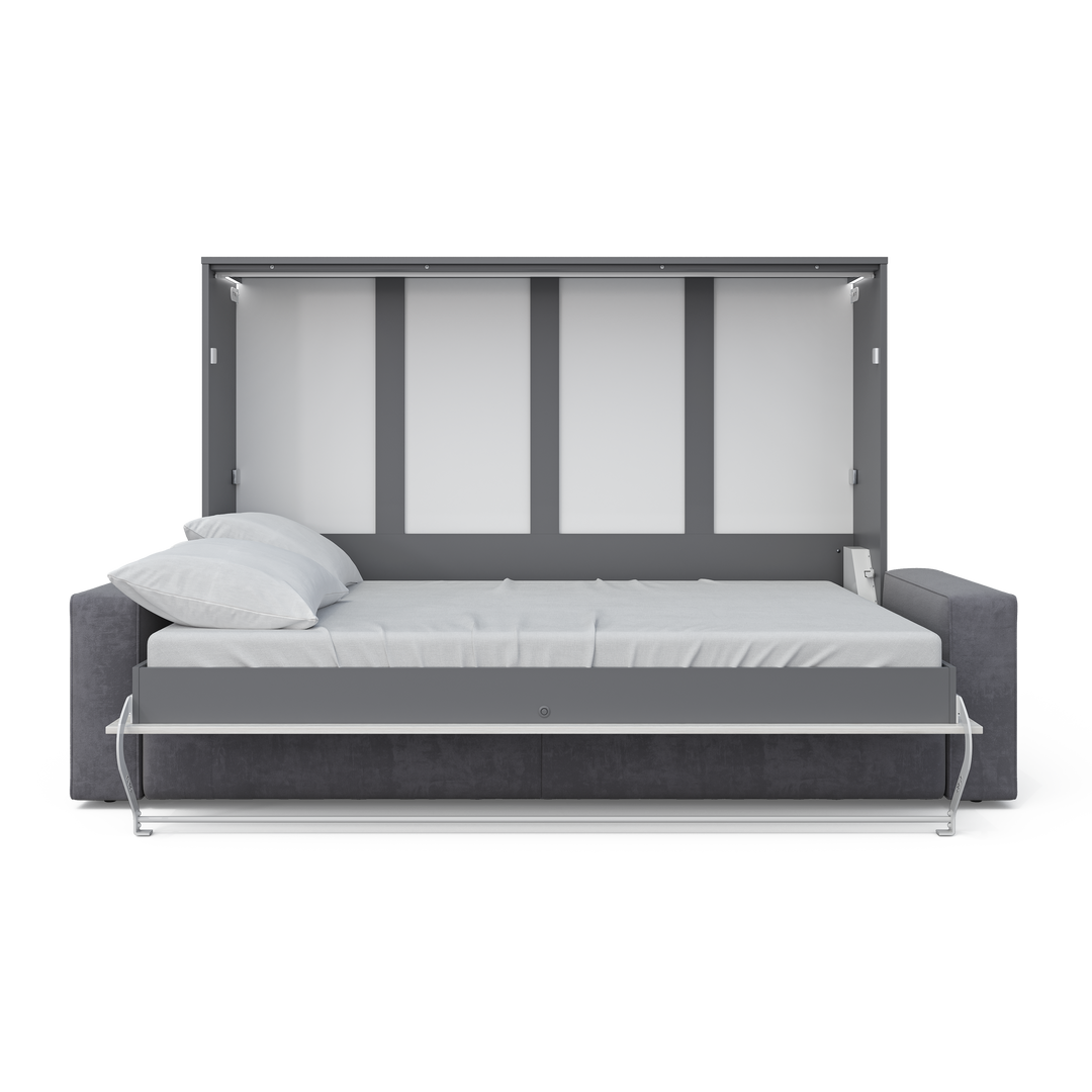 Horizontal Murphy bed INVENTO with a Sofa, European Queen