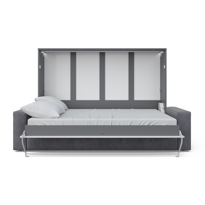 Horizontal Murphy bed INVENTO with a Sofa, European Queen