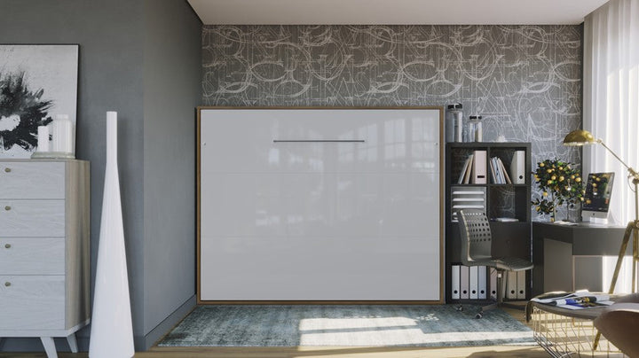 Horizontal European QUEEN size Murphy bed INVENTO with LED, mattress included