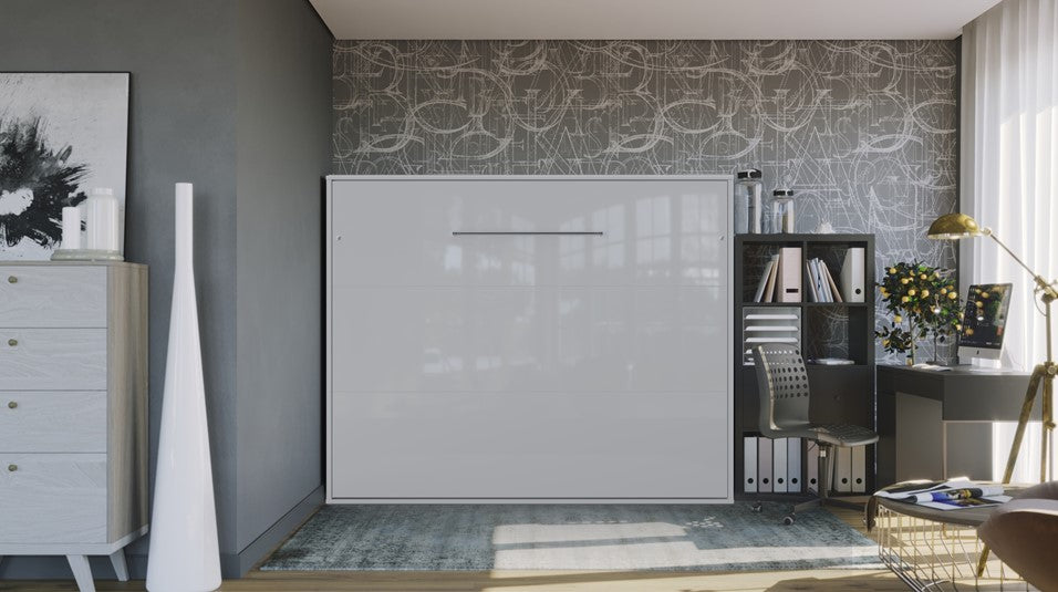 Horizontal European QUEEN size Murphy bed INVENTO with LED, mattress included