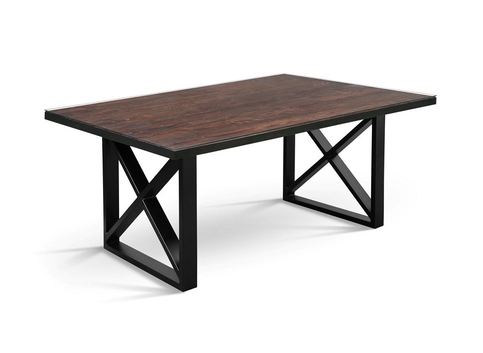 KANTO Glass top Solid Wood Dining Table