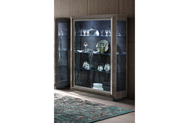 Elite 2 Door China Cabinet Brown Silver Birch