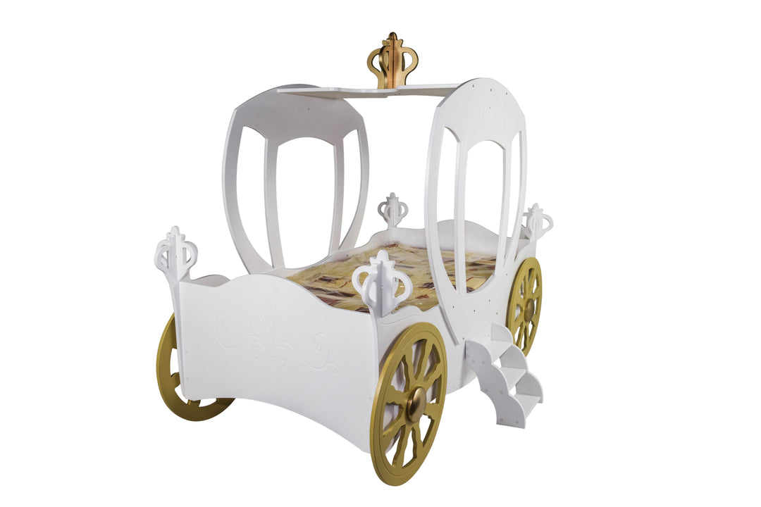 Toddler Bed Princess Carriage , WHITE
