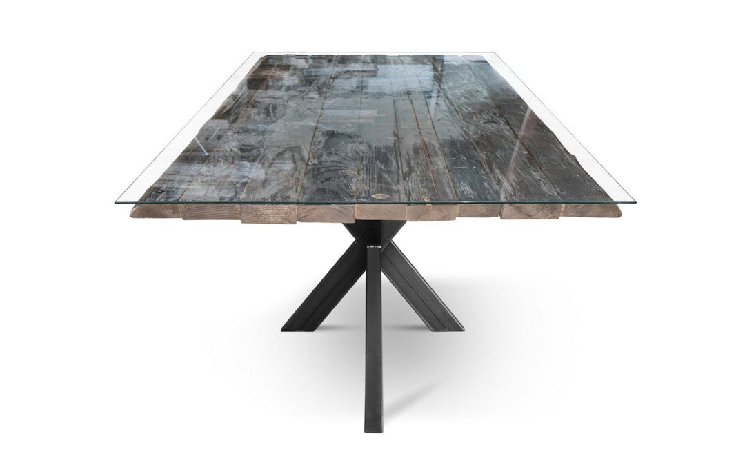 REDDE-Glass Solid Wood Dining Table