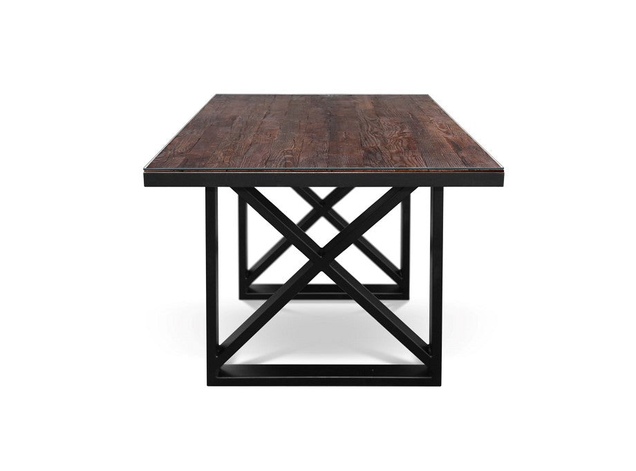 KANTO Glass top Solid Wood Dining Table