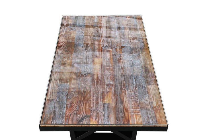 KANTO-T Glass top Solid Wood Dining Table