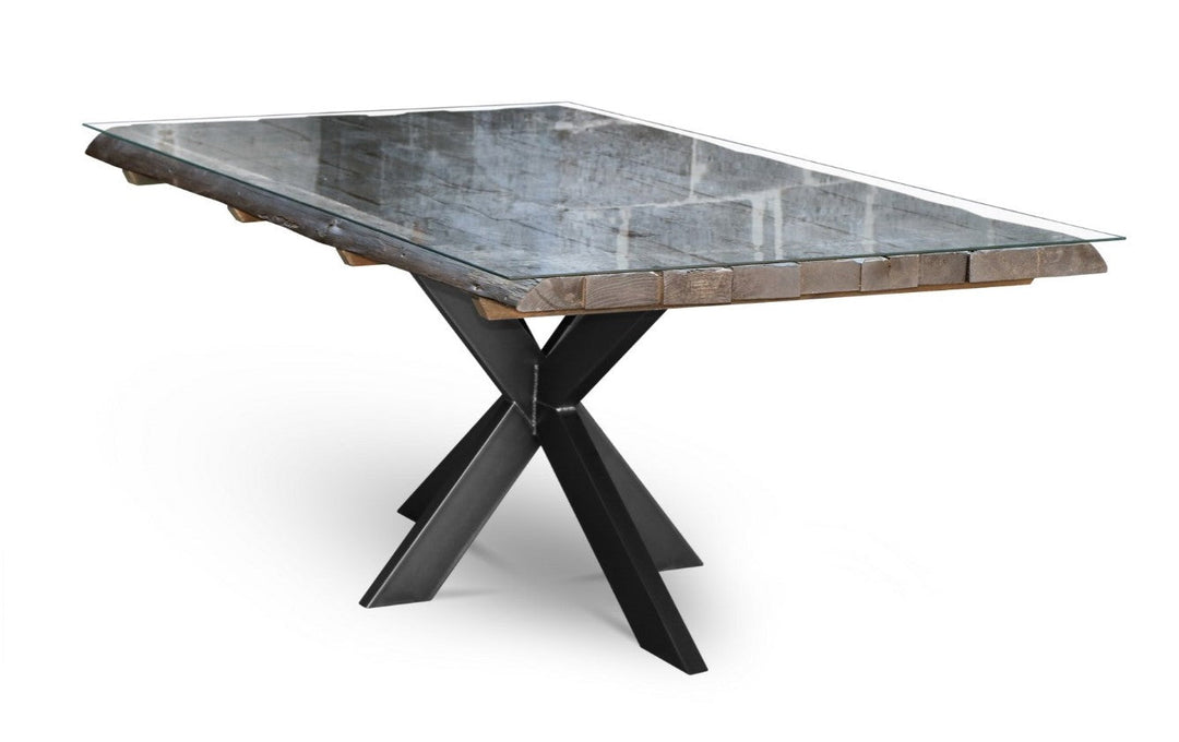 REDDE-Glass Solid Wood Dining Table
