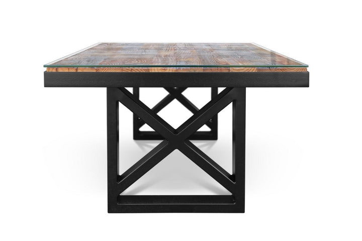 KANTO-T Glass top Solid Wood Dining Table