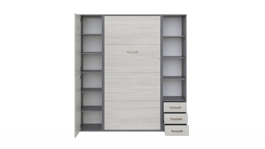 Invento Vertical Wall Bed, European Full Size with 2 cabinets