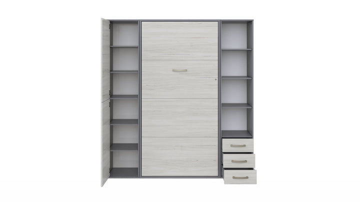 Invento Vertical Wall Bed, European Full XL Size with 2 cabinets