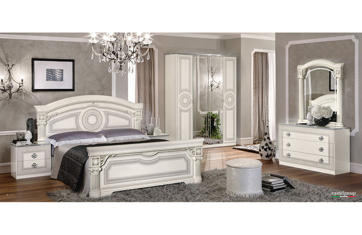 Aida Bed, White w/Silver