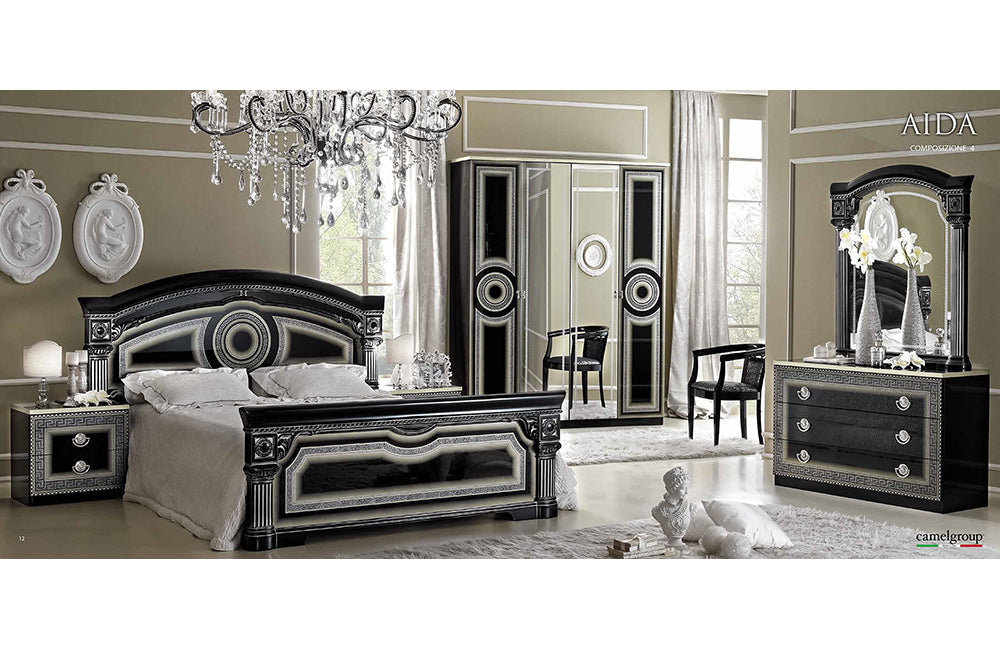 Aida Black/Silver Full Size Bed