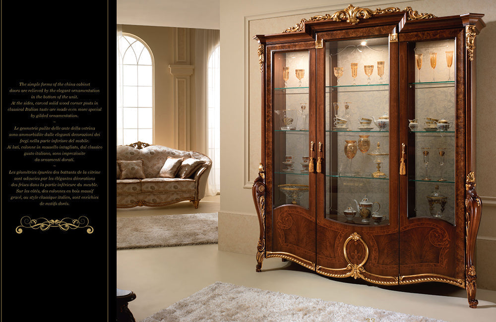 Donatello 3-Door China Cabinet with Glass Back Panel