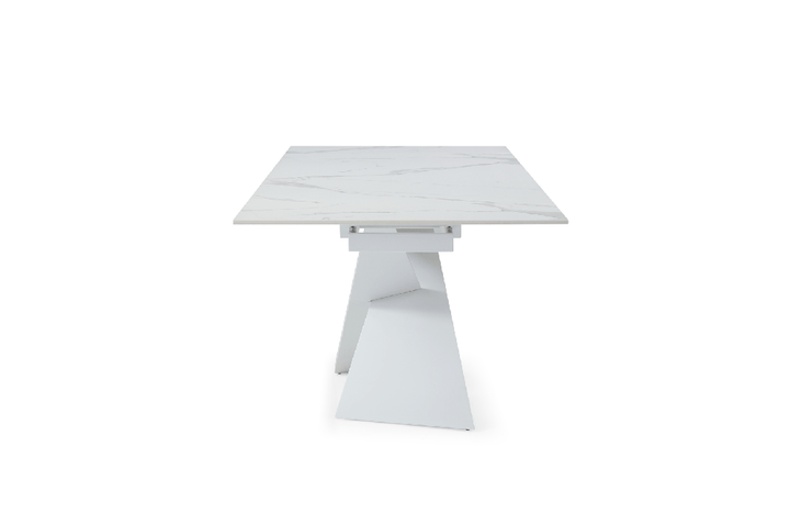 9113 Dining Table with 1218 swivel White Chairs