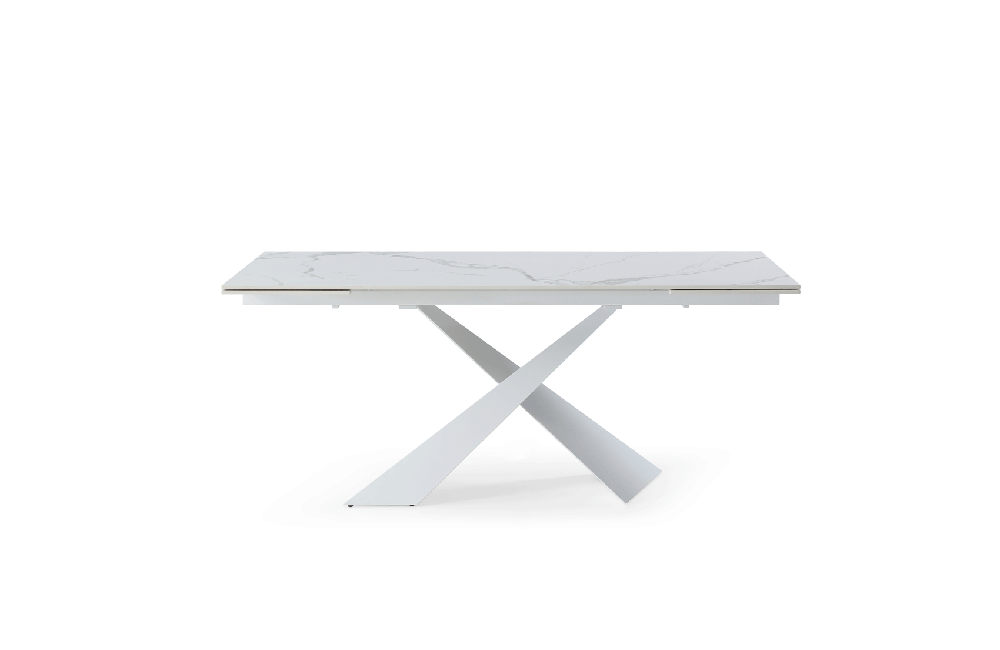 9113 Dining Table with 1218 swivel White Chairs