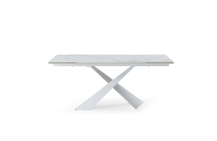 9113 Dining Table with 1218 swivel White Chairs
