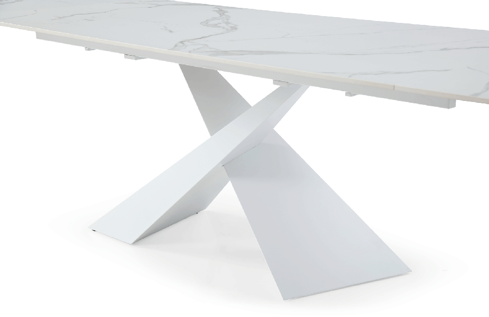 9113 Dining Table with 1218 swivel White Chairs