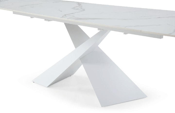 9113 Dining Table with 1218 swivel White Chairs