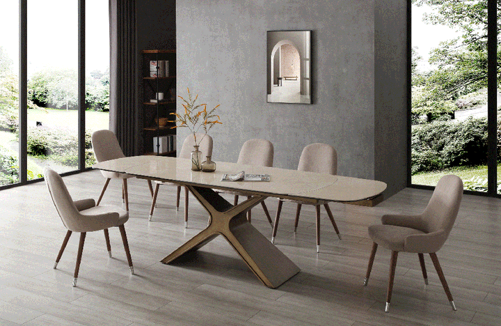 9368 Table Taupe with 1287 chairs