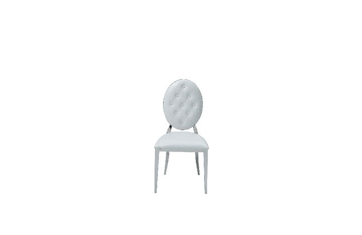 110 Marble Dining Table with 110 White Chairs