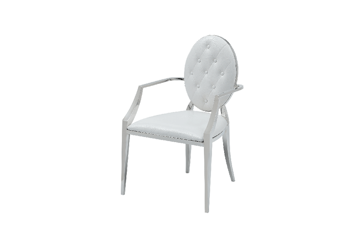 110 Marble Dining Table with 110 White Chairs