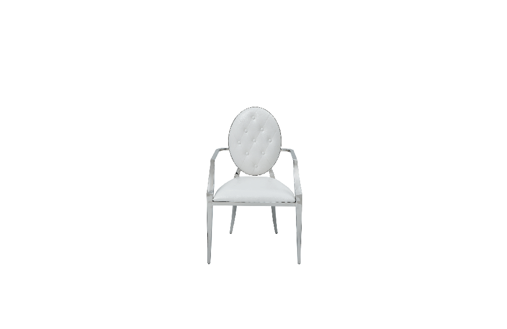 110 Marble Dining Table with 110 White Chairs
