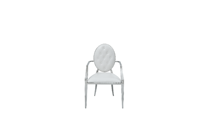110 Marble Dining Table with 110 White Chairs
