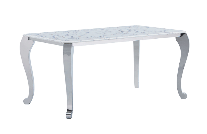 110 Marble Dining Table with 110 White Chairs