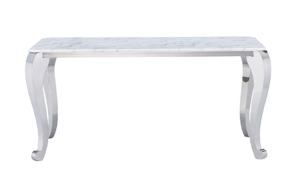 110 Marble Dining Table with 110 White Chairs