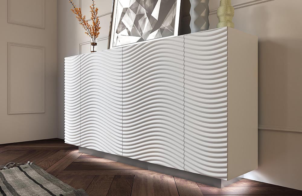 Wave 4 Door buffet with light White