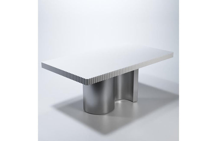 Wave Dining table with 2 Ext White