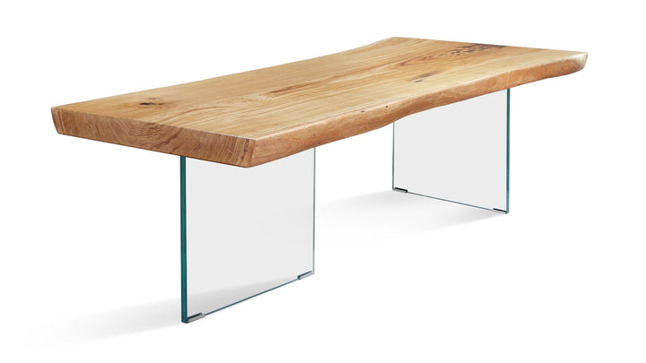 Solid Wood Dining Table with Glass legs LIRAM-GL