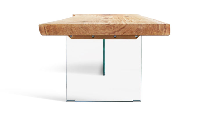 Solid Wood Dining Table with Glass legs LIRAM-GL