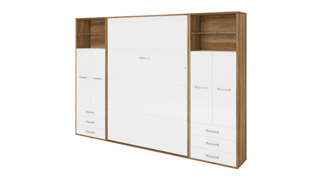 Invento Vertical Wall Bed, European Full Size with 2 cabinets