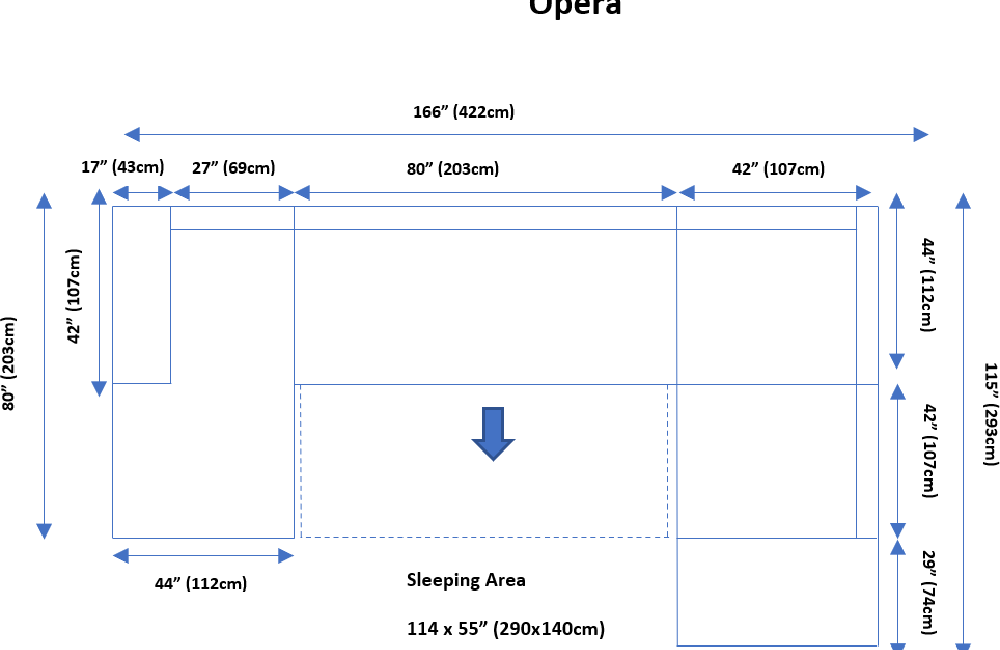 Opera Sectional Left Sofa with bed and storage
