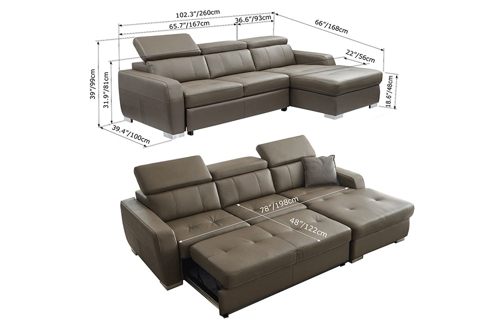 1822 Sectional Right Sofa with Bed