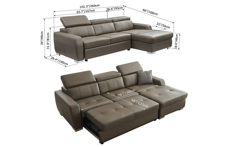 1822 Sectional Right Sofa with Bed